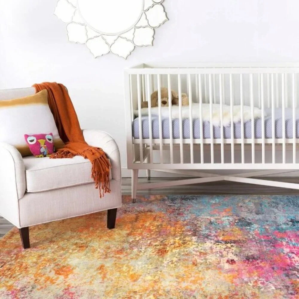 3x5 Modern Abstract Area Rug, Washable Colorful Non-Slip Carpet for Home & Room